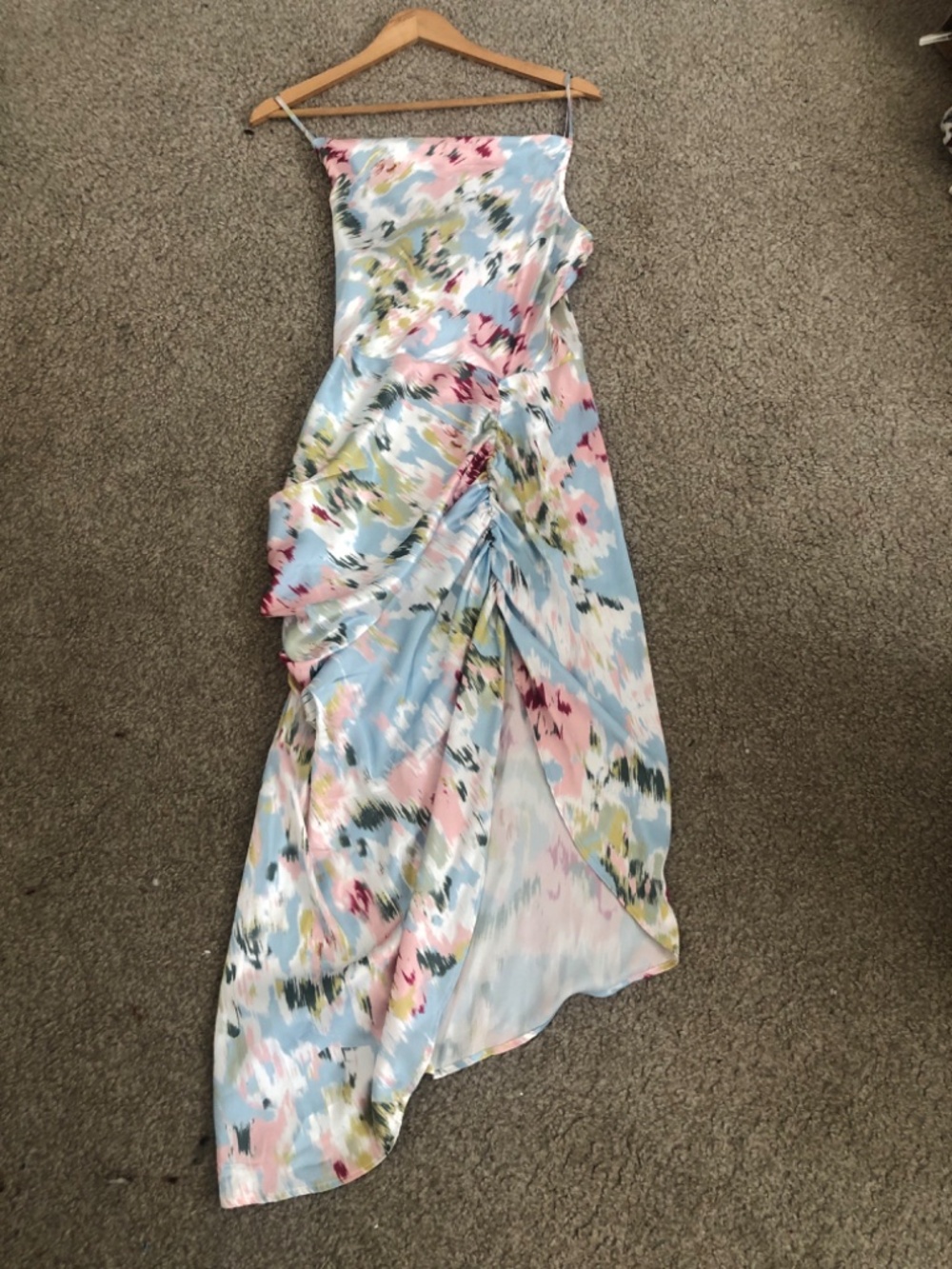 Cider Illusion Floral Ruched Cowl Neck Midi Dress Size Small - Picture 7 of 10